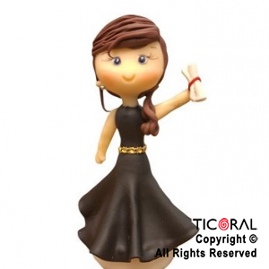 ADORNO EGRESADA CON VESTIDO PORCELANA FRIA x 1